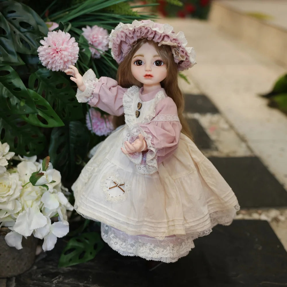 Cloveray 18 Inch Rural Style BJD Vinyl Doll Handmade Realistic Spherical Joint Doll Toys Hobby Collection Kid Gifts With Bracket