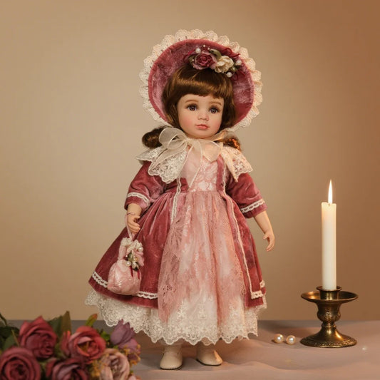 18 inch Cloveray Kawaii Porcelain Doll Cute Ceramic Retro Palace Dolls Room Decor Toys Handmade Original Artwork Gift