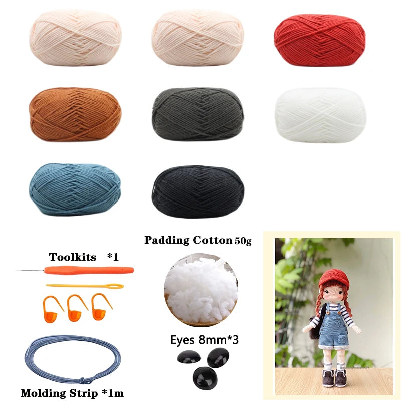 Handmade Crochet Girls Set Amigurumi Crochet Doll DIY Hook Kit For Knitting Yarn Accessories Pattern Crafts Supplies Decoration