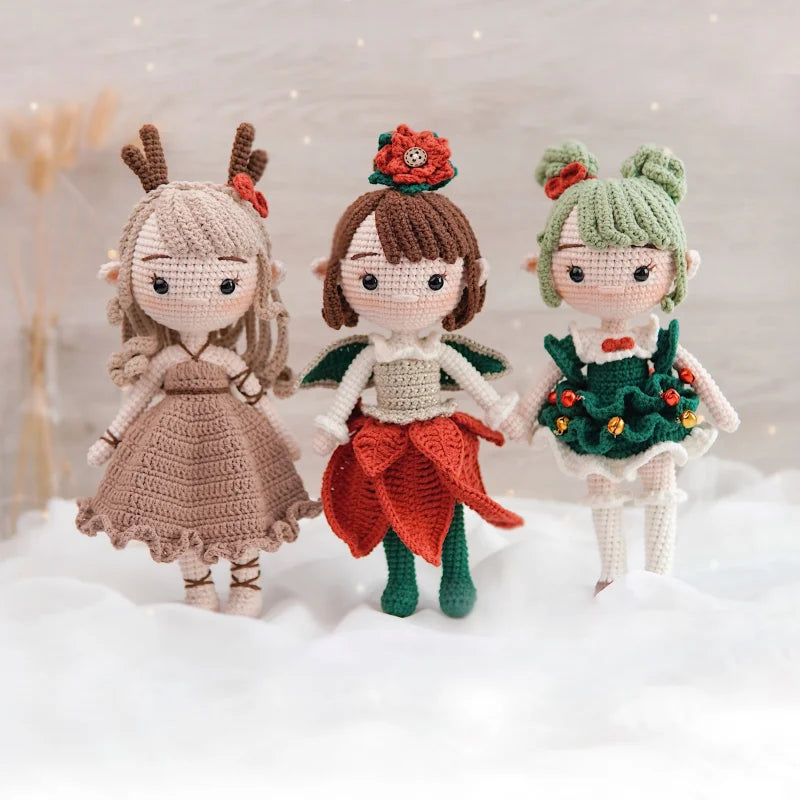 Handmade Amigurumi Crochet Girls Hook Set Yarn Material Kit DIY Knitting Woolen Doll Accessories Cute Crafts For Girl's Gifts
