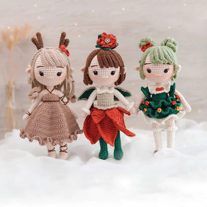 Handmade Amigurumi Crochet Girls Hook Set Yarn Material Kit DIY Knitting Woolen Doll Accessories Cute Crafts For Girl's Gifts