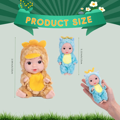 Humanoid Doll Baby Dolls with Clothes 6 Pcs Set 4 Inch Mini Reborn with Lifelike Miniature Handmade Realistic Doll for Kids Gift