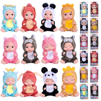 Humanoid Doll Baby Dolls with Clothes 6 Pcs Set 4 Inch Mini Reborn with Lifelike Miniature Handmade Realistic Doll for Kids Gift