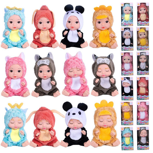 Humanoid Doll Baby Dolls with Clothes 6 Pcs Set 4 Inch Mini Reborn with Lifelike Miniature Handmade Realistic Doll for Kids Gift