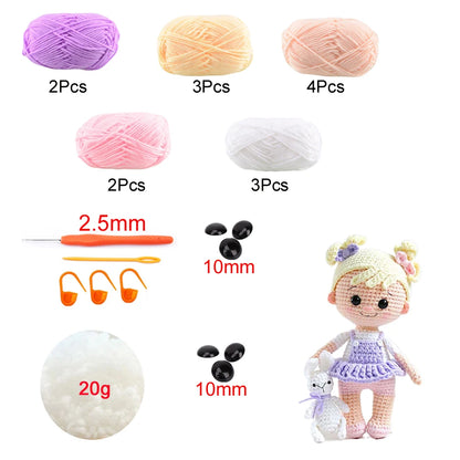 TPRPYN Gril Crochet Kit DIY Doll Crocheting kits amigurumi Knitting kits Craft Toy handmake kits With Yarn Accessories Pattern