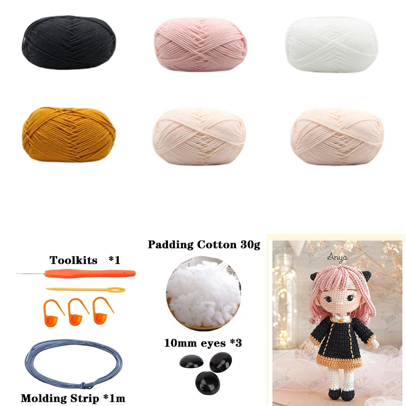 Handmade Crochet Girls Set Amigurumi Crochet Doll DIY Hook Kit For Knitting Yarn Accessories Pattern Crafts Supplies Decoration