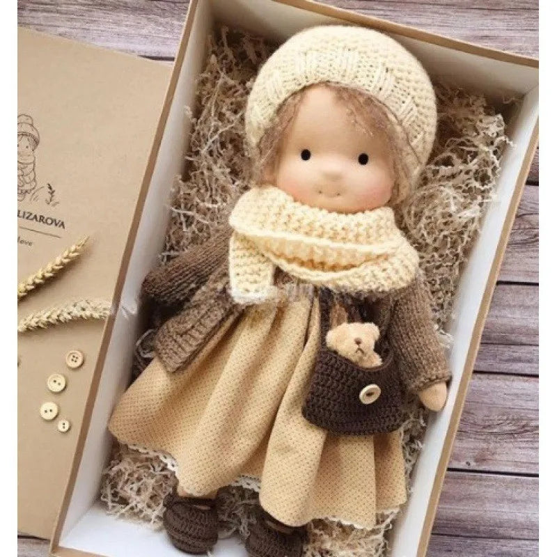 A Cotton-Filled Waldorf Doll Artistically Handcrafted Into A Mini Dress-Up Doll Diy Gift Box Packaging Toy For A Birthday Gift