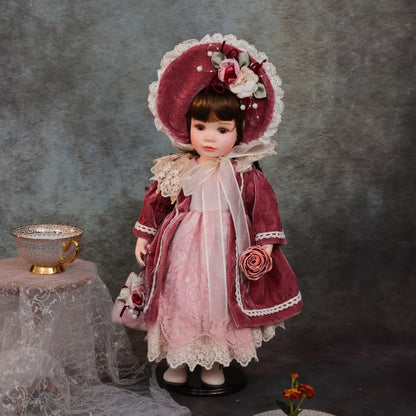 18 inch Cloveray Kawaii Porcelain Doll Handmade Ceramic Retro Palace Dolls Room Decor Toys Handmade Artworks Gifts