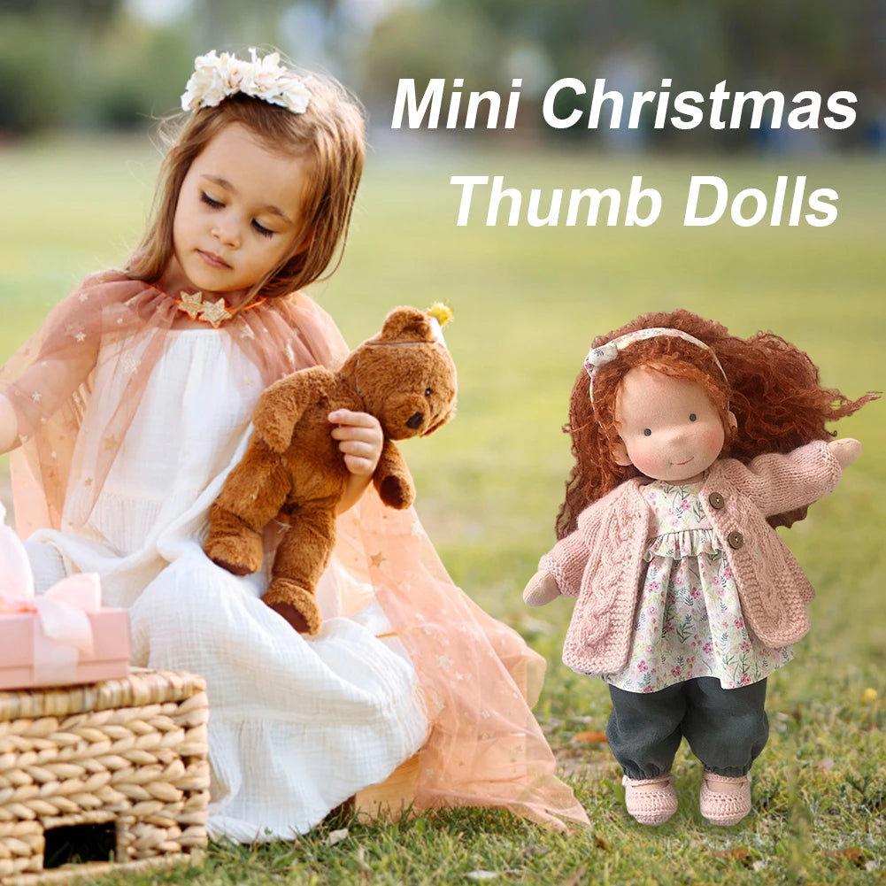 Mini Christmas Thumb Dolls Cute Handmade Dolls Unique Gift Sleeping Cuddle Buddy Doll Toy for Kids Children Lovely Birthday Gift