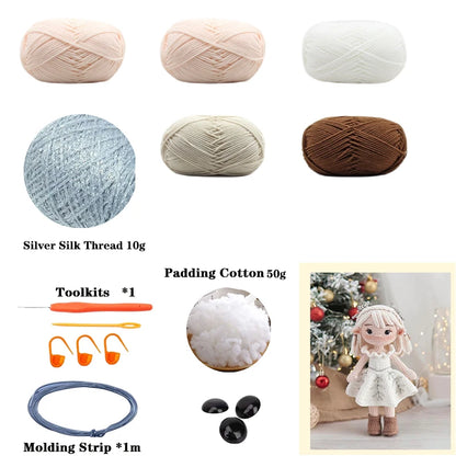 Handmade Amigurumi Crochet Girls Hook Set Yarn Material Kit DIY Knitting Woolen Doll Accessories Cute Crafts For Girl's Gifts