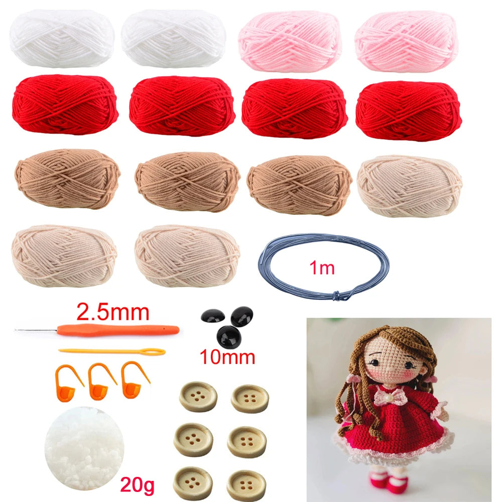 TPRPYN Gril Crochet Kit DIY Doll Crocheting kits amigurumi Knitting kits Craft Toy handmake kits With Yarn Accessories Pattern