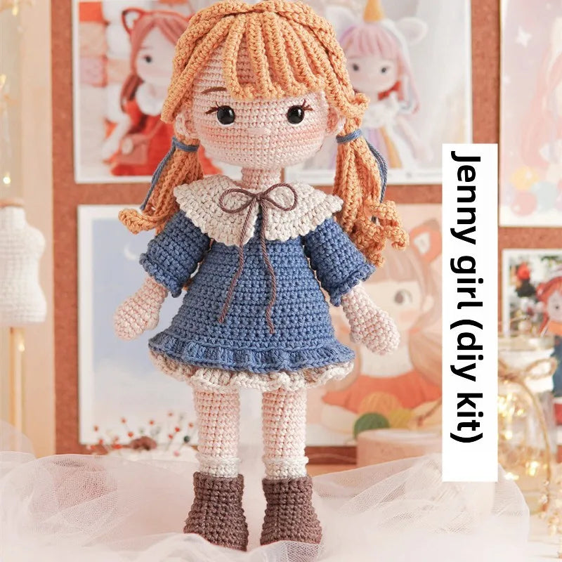Adorable Unicorn Girl DIY Crochet Kit Katie Doll Material Bundle Magic Yarn Ball Cute Decoration Handcrafted Cotton Wool