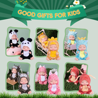 Humanoid Doll Baby Dolls with Clothes 6 Pcs Set 4 Inch Mini Reborn with Lifelike Miniature Handmade Realistic Doll for Kids Gift