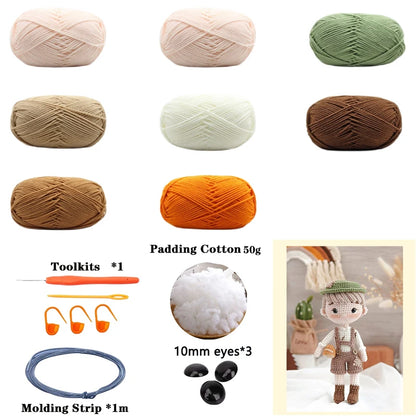 Handmade Amigurumi Crochet Girls Hook Set Yarn Material Kit DIY Knitting Woolen Doll Accessories Cute Crafts For Girl's Gifts