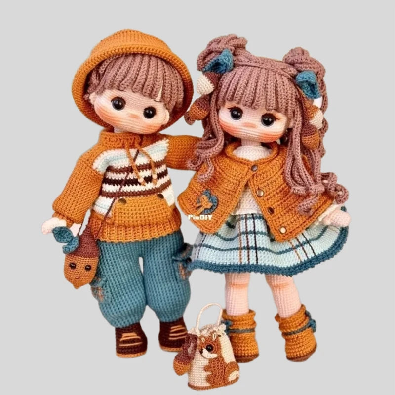 Handmade Knitting Doll Crochet  Edge Girls dolls Crochet Dolls For Home Accessories Craft Toy Ornaments Finished Dolls