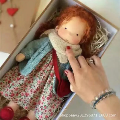 A Cotton-Filled Waldorf Doll Artistically Handcrafted Into A Mini Dress-Up Doll Diy Gift Box Packaging Toy For A Birthday Gift