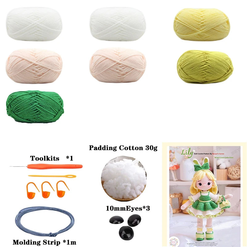 Handmade Crochet Girls Set Amigurumi Crochet Doll DIY Hook Kit For Knitting Yarn Accessories Pattern Crafts Supplies Decoration