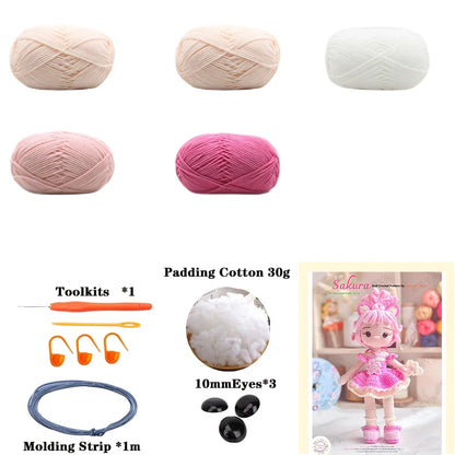 Handmade Crochet Girls Set Amigurumi Crochet Doll DIY Hook Kit For Knitting Yarn Accessories Pattern Crafts Supplies Decoration