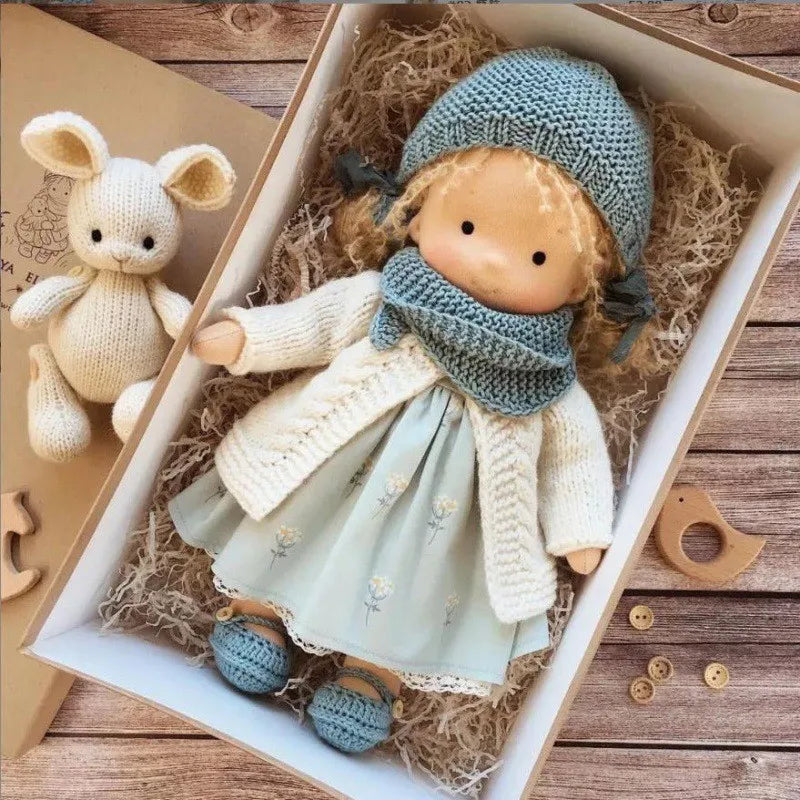 Cute Cotton Doll Bodied Waldorf Doll Artist Handmade Mini Dress Up Doll Diy Gift Box Packaging For Children Christmas Gifts