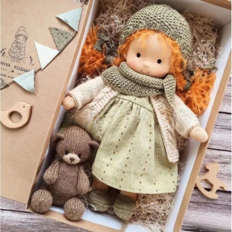 A Cotton-Filled Waldorf Doll Artistically Handcrafted Into A Mini Dress-Up Doll Diy Gift Box Packaging Toy For A Birthday Gift