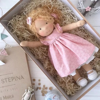 Cute Cotton Doll Bodied Waldorf Doll Artist Handmade Mini Dress Up Doll Diy Gift Box Packaging For Children Christmas Gifts