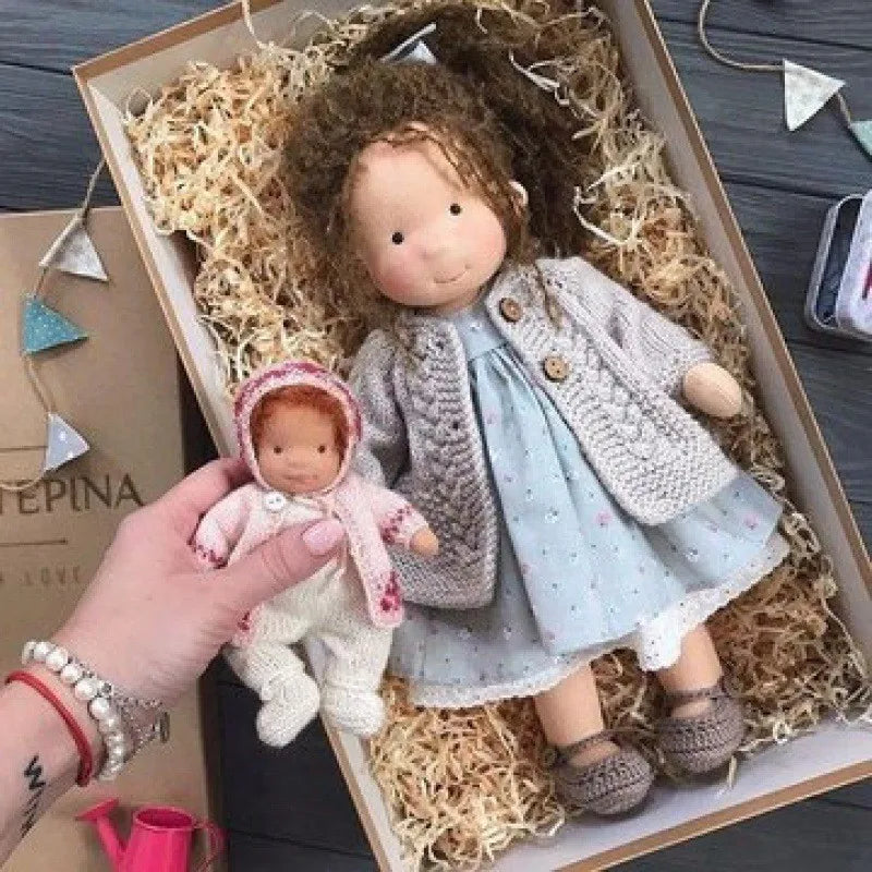 A Cotton-Filled Waldorf Doll Artistically Handcrafted Into A Mini Dress-Up Doll Diy Gift Box Packaging Toy For A Birthday Gift