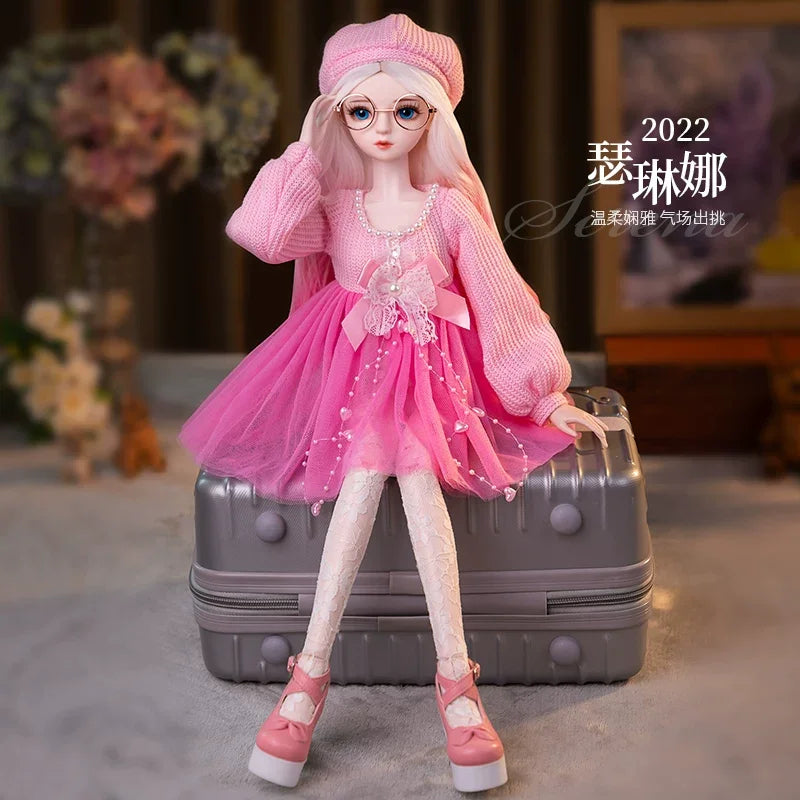 1/3 Scale 60cm BJD Doll Pink Sweet Daily Casua DIY Parts 36 Movable Joints Custom Hand-Painted Makeup Handmade Collectible Dolls