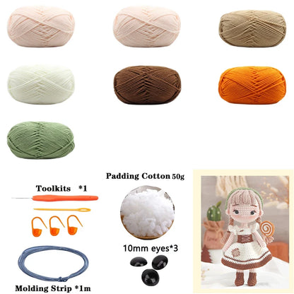 Handmade Amigurumi Crochet Girls Hook Set Yarn Material Kit DIY Knitting Woolen Doll Accessories Cute Crafts For Girl's Gifts