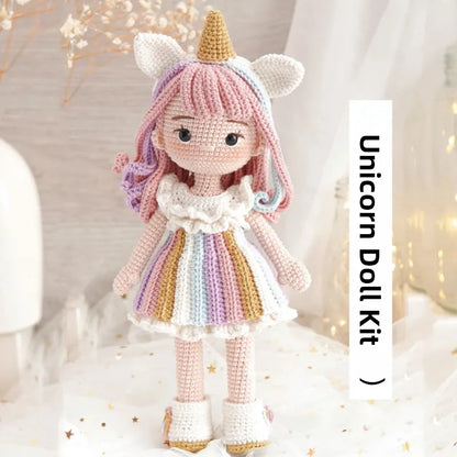 Adorable Unicorn Girl DIY Crochet Kit Katie Doll Material Bundle Magic Yarn Ball Cute Decoration Handcrafted Cotton Wool