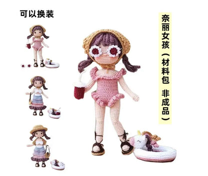 Crochet Kit Gril DIY Doll Crocheting Kits Amigurumi Knitting Kits Craft Toy Handmake Kits with Yarn Accessories Pattern