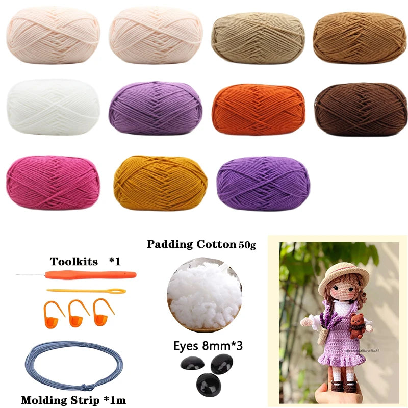 Crochet Girls Amigurumi Crochet Doll Hook Material Set Knitting Yarn For Home Accessories Pattern Craft Art Handmade Ornaments
