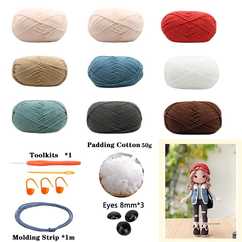 Crochet Girls Amigurumi Crochet Doll Hook Material Set Knitting Yarn For Home Accessories Pattern Craft Art Handmade Ornaments