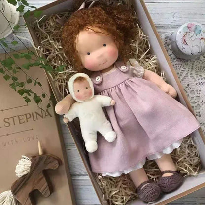A Cotton-Filled Waldorf Doll Artistically Handcrafted Into A Mini Dress-Up Doll Diy Gift Box Packaging Toy For A Birthday Gift