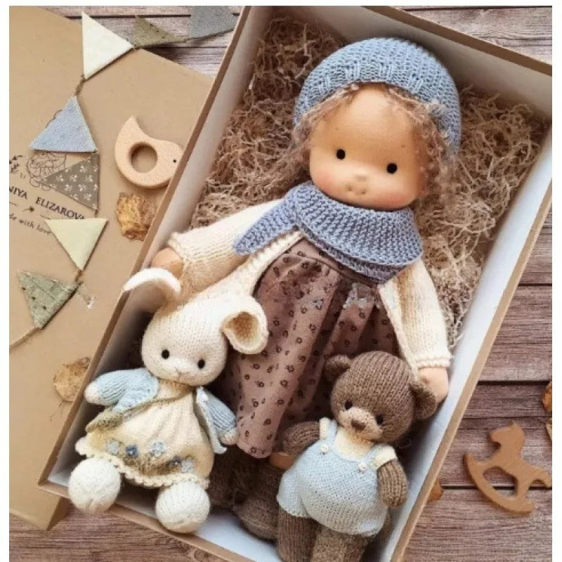 Soft Plush Toys Waldorf Handmade Stuffed Plush Doll Cute Cotton Fabricchanging Box Packaging Dolls Best Children Birthday Gifts