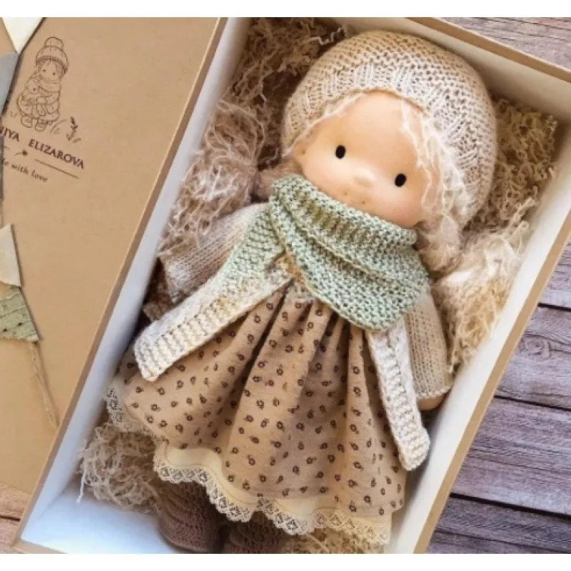A Cotton-Filled Waldorf Doll Artistically Handcrafted Into A Mini Dress-Up Doll Diy Gift Box Packaging Toy For A Birthday Gift