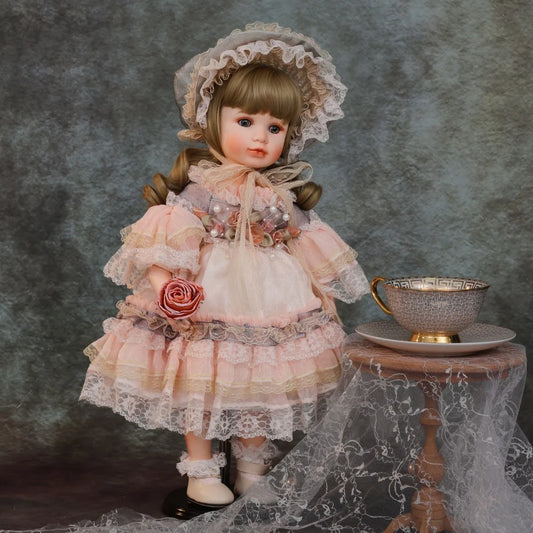 18 inch Cloveray Kawaii Porcelain Doll Handmade Ceramic Retro Palace Dolls Room Decor Toys Handmade Artworks Gifts