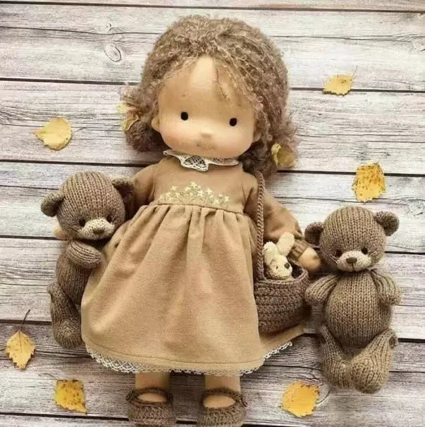A Cotton-Filled Waldorf Doll Artistically Handcrafted Into A Mini Dress-Up Doll Diy Gift Box Packaging Toy For A Birthday Gift