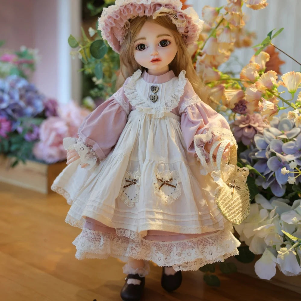 Cloveray 18 Inch Rural Style BJD Vinyl Doll Handmade Realistic Spherical Joint Doll Toys Hobby Collection Kid Gifts With Bracket