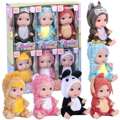 Humanoid Doll Baby Dolls with Clothes 6 Pcs Set 4 Inch Mini Reborn with Lifelike Miniature Handmade Realistic Doll for Kids Gift