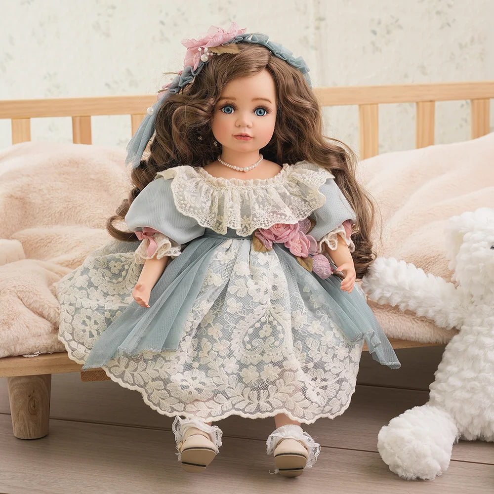 Cloveray 16-18 inch Cute Realistic Victorian Ceramic Doll Rural style Porcelain Doll Handmade High Quality Original Artwork