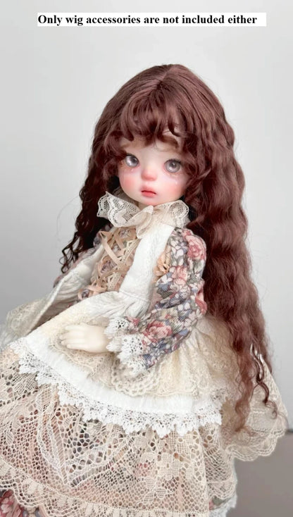 Handmade 1/3-1/6 Mohair Doll Wigs Dollhouse Vintage Curly/Ombre Bangs/Semi-Updo Luxury Photoshoot Ready BJD Accessories
