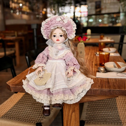 Cloveray 18 Inch Rural Style BJD Vinyl Doll Handmade Realistic Spherical Joint Doll Toys Hobby Collection Kid Gifts With Bracket