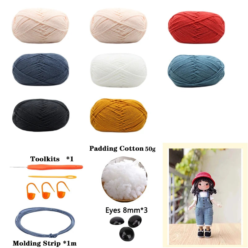 Crochet Girls Amigurumi Crochet Doll Hook Material Set Knitting Yarn For Home Accessories Pattern Craft Art Handmade Ornaments
