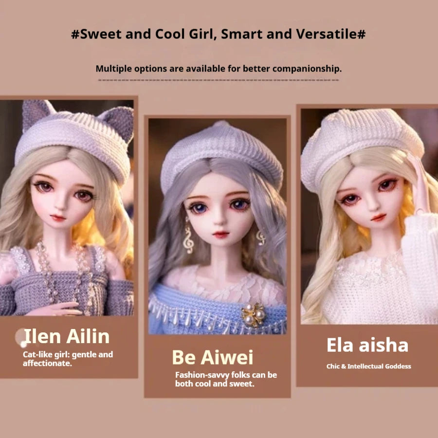 1/3 Scale 60cm BJD Doll Pink Sweet Daily Casua DIY Parts 36 Movable Joints Custom Hand-Painted Makeup Handmade Collectible Dolls