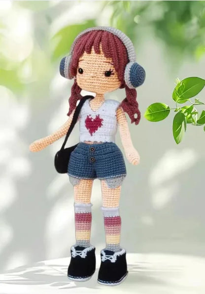 Crochet Kit Gril DIY Doll Crocheting Kits Amigurumi Knitting Kits Craft Toy Handmake Kits with Yarn Accessories Pattern