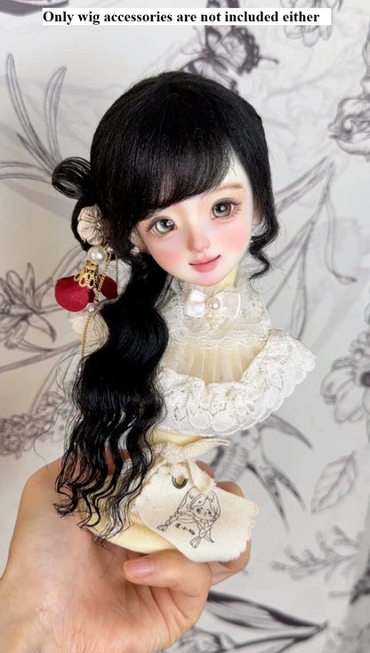 Handmade 1/3-1/6 Mohair Doll Wigs Dollhouse Vintage Curly/Ombre Bangs/Semi-Updo Luxury Photoshoot Ready BJD Accessories