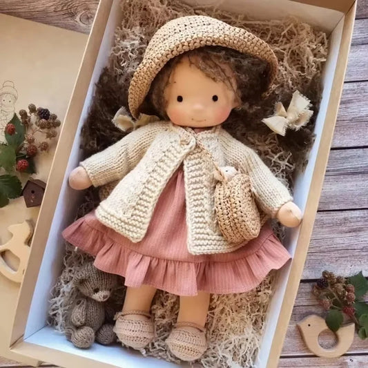 Cute Cotton Doll Bodied Waldorf Doll Artist Handmade Mini Dress Up Doll Diy Gift Box Packaging For Children Christmas Gifts