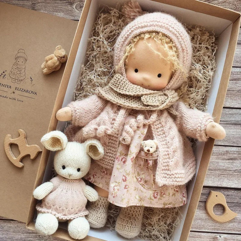 Cute Cotton Doll Bodied Waldorf Doll Artist Handmade Mini Dress Up Doll Diy Gift Box Packaging For Children Christmas Gifts