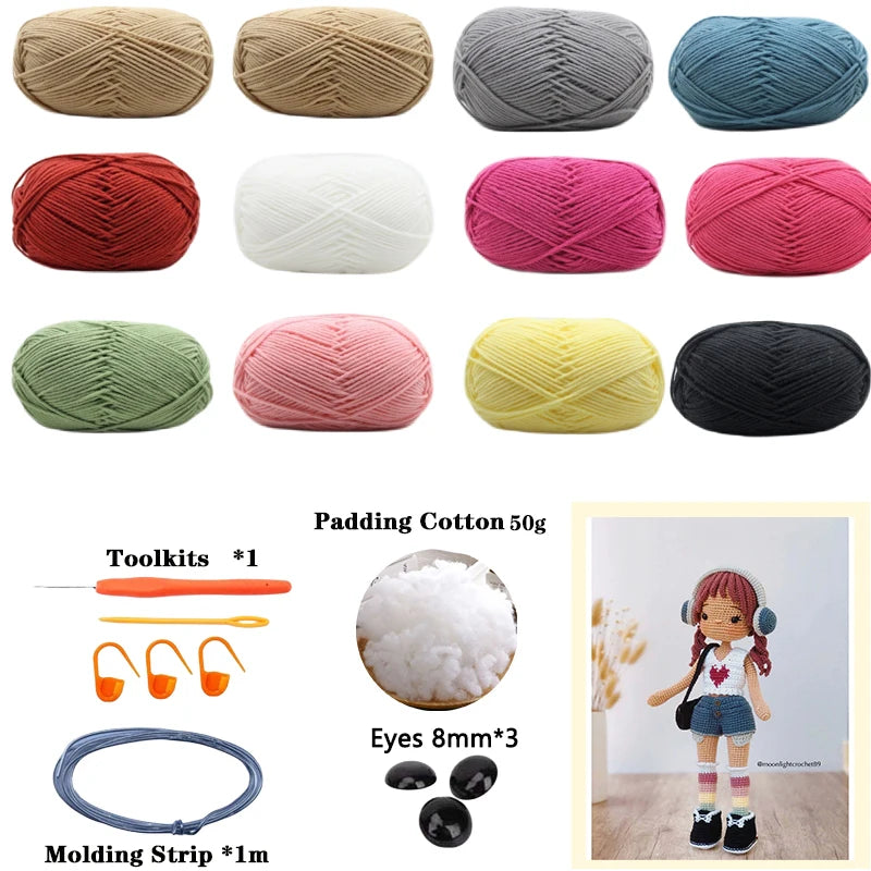 Crochet Girls Amigurumi Crochet Doll Hook Material Set Knitting Yarn For Home Accessories Pattern Craft Art Handmade Ornaments