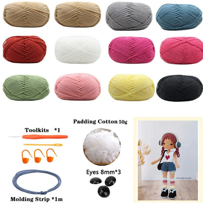 Crochet Girls Amigurumi Crochet Doll Hook Material Set Knitting Yarn For Home Accessories Pattern Craft Art Handmade Ornaments